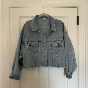 Altar'd State Blue Denim Jacket with Studs